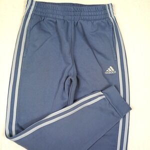 Adidas Boys Large 14/16‎ Jogger Pants Blue 3-Stripe Fleece Regular Fit Athletic